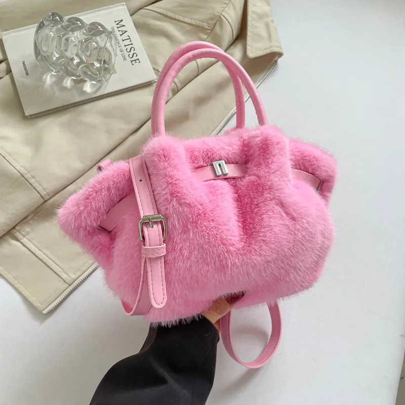 

Fashion Ruched Hobos Women Handbags Designer Soft Plush Small Tote Bag 2025 Autumn and Winter New Shoulder Crosbody Bags