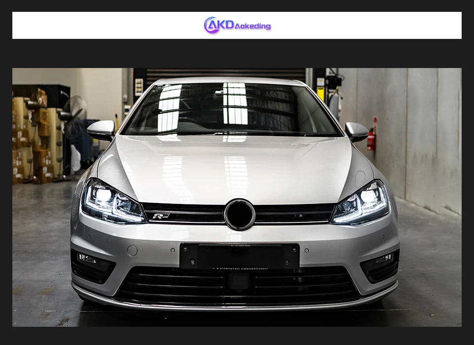 Car Lights for Golf 7 2013-2017 MK7 LED Auto Headlight Assembly and Front Grill Upgrade Dynamic Bifocal Lens LHD RHD Accessories