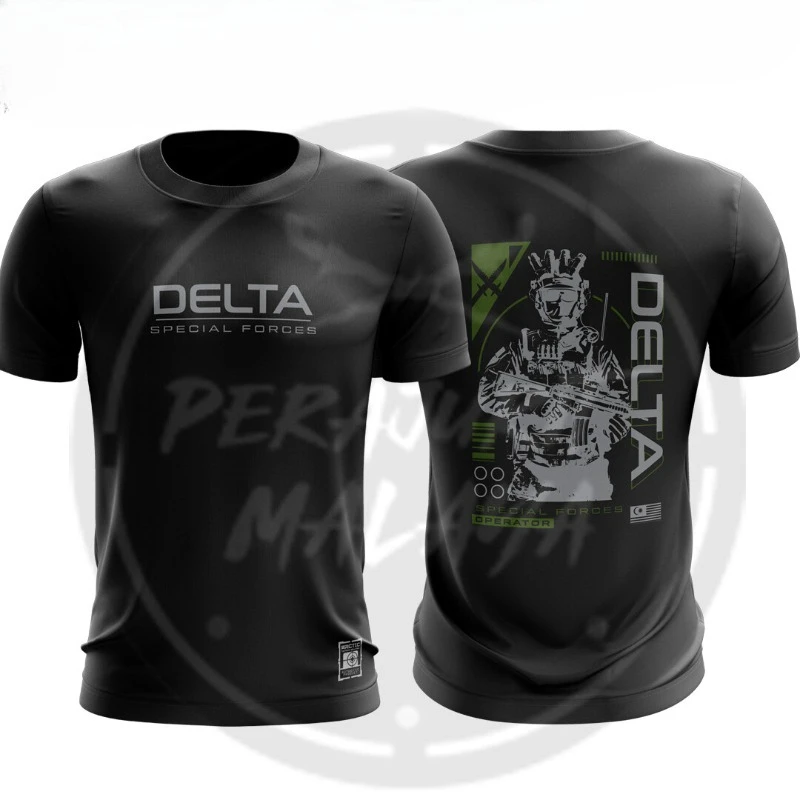 Men 100% Cotton Black Short Sleeve T-Shirt Tactical Special Forces Operator Graphic Print Casual Streetwear Tee