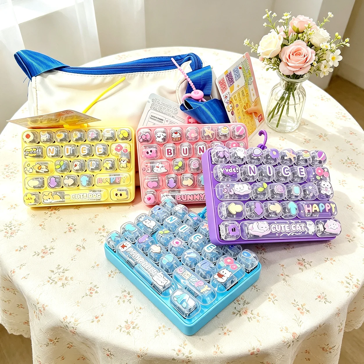 26-Keycap Giant Keycap Clicker Keyboard Keychain Stress Releasing Charm Keycaps Gift Set - Key Cap Accessories for Geared Mechan
