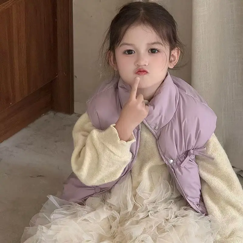 2-7Y Baby Girls Vests Autumn and Winter Clothing New Korean Children's Down Cotton Waistcoats Winter Baby Warm Thick Vest
