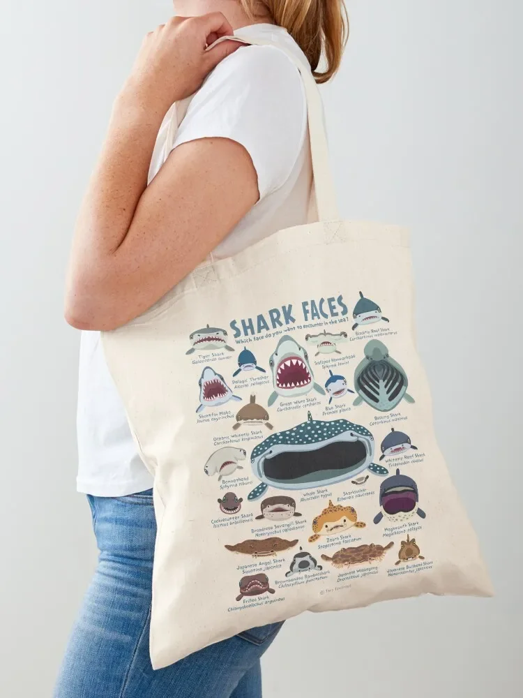 Shark Faces Tote Bag กระเป๋าโท้ท กระเป๋าถือผู้หญิง กระเป๋าผู้หญิง 2025 กระเป๋านักช้อป