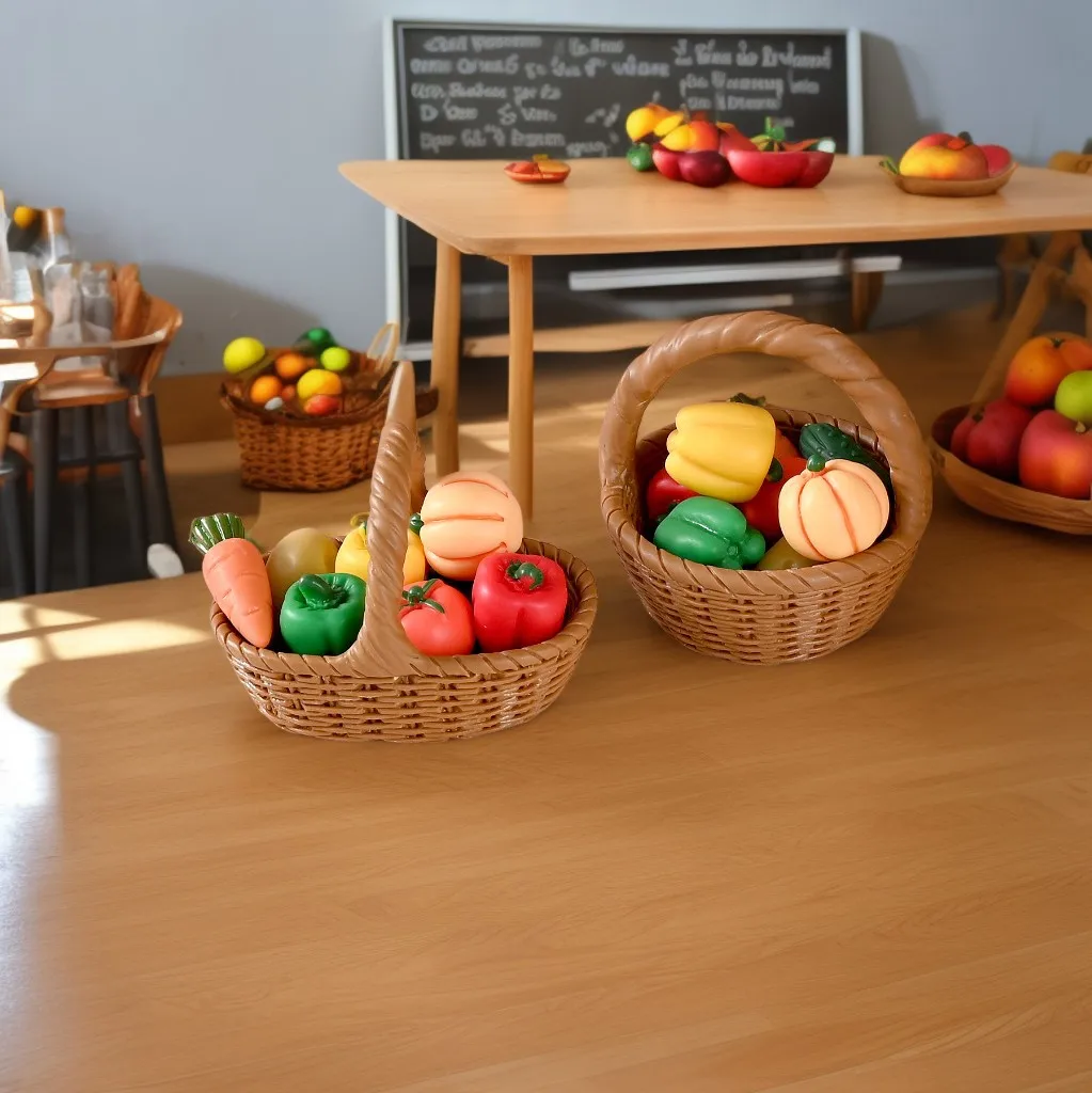 5pcs Mini Vegetables Carrots Tomatoes Pumpkins Potato Basket Model Dollhouse DIY Miniature Kitchen Props Decoration Home Decor