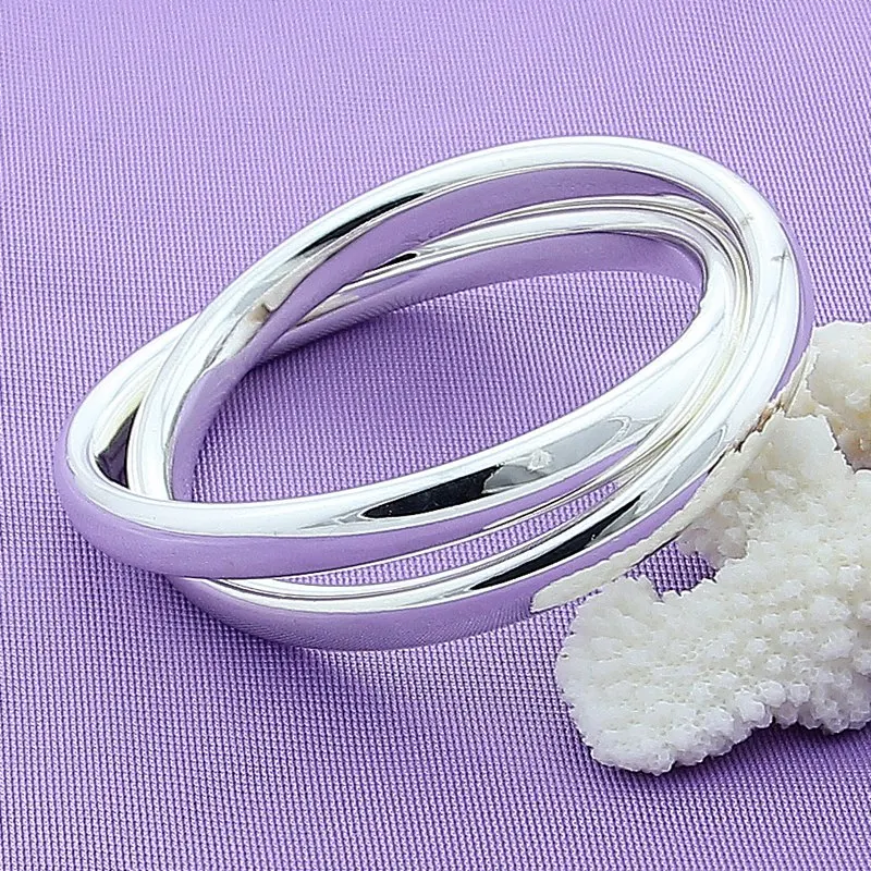 

925 Sterling Silver Smooth Double Big Ring Bangle Bracelet For Woman Man Fashion Charm Wedding Engagement Jewelry