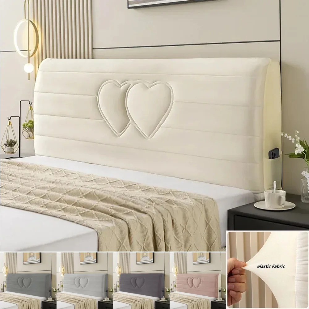 1PC Luxury All-inclusive Plush Quilted Headboard Cover Soft Velvet Bed Head Cover Winter Warm Flannel Bedside Protector Cover