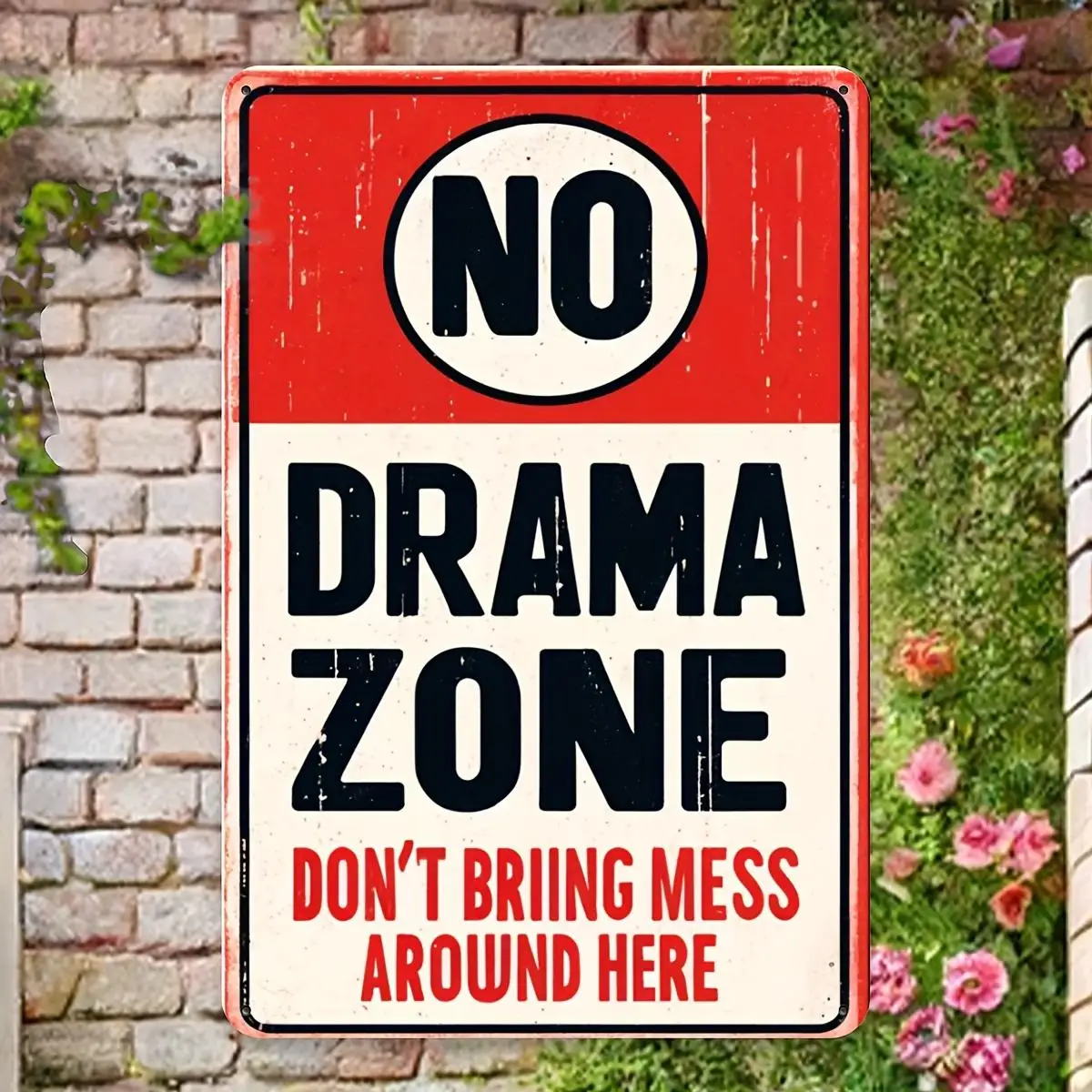

Винтажный металлический знак «без зоны DramA», железная конструкция, 8X12 дюймов, предупреждающая табличка в стиле ретро с высококачественной гравировкой из фольги, для