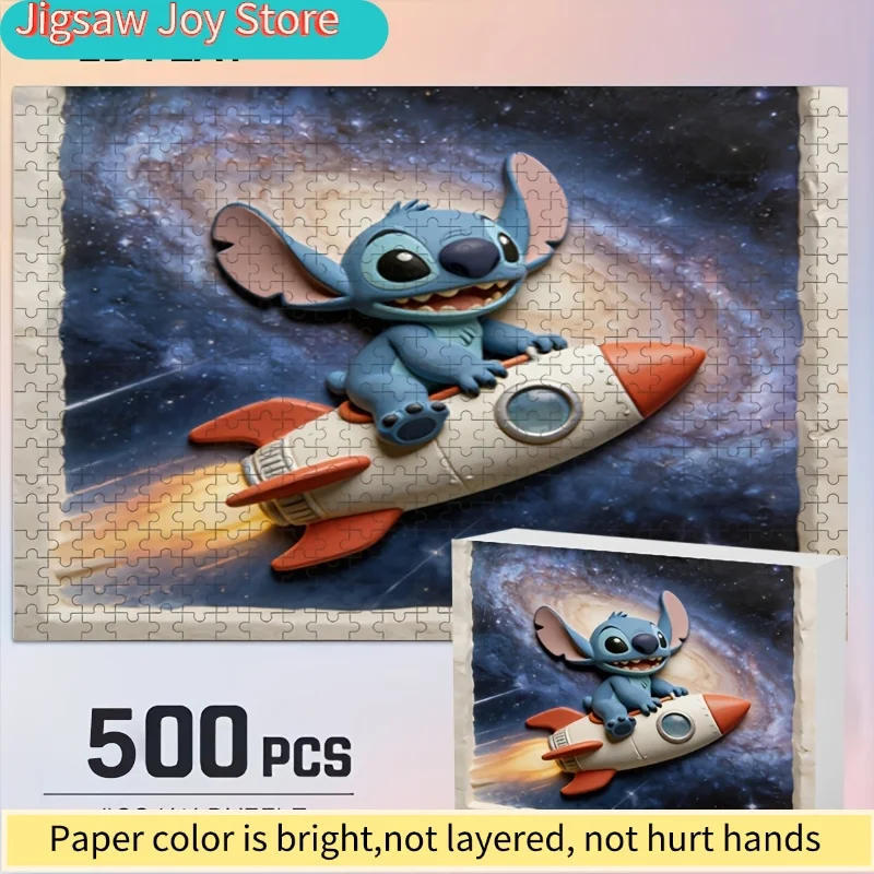 

2D Flat, Disney Stitch & Mickey Mouse Puzzle Suitable for Adults - Challenging Brain Teaser, Nostalgic Decor, Collectible Pie