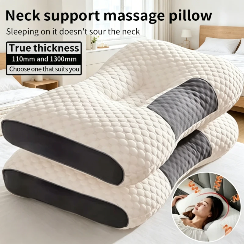 

Cervical Support Almohada Neck Pillow, Soybean Fiber Massage Cushion, Breathable Sleep Pillow for Home