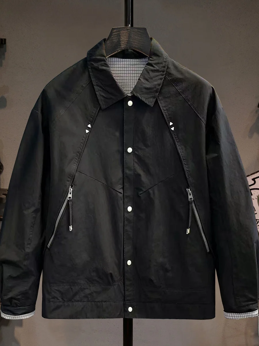 

Повседневная двусторонняя мужская куртка свободного кроя 2025 года: новая модель в американском стиле, высококачественная модная верхняя одежда для любых случаев