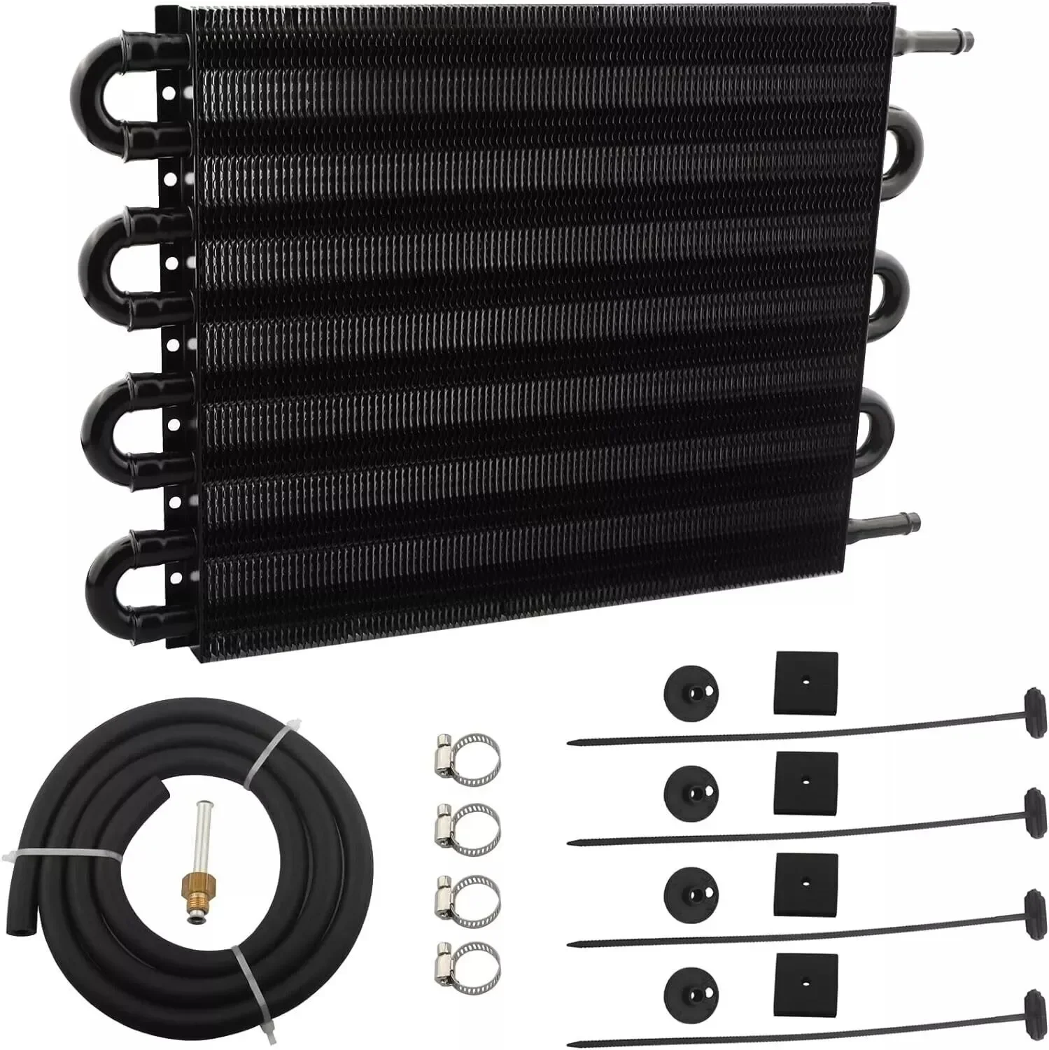 Black 8 Row 6AN AN6 Transmission Oil Cooler Auto Manual Radiator Kit Universal for Car Truck Engine Performance Cooling System