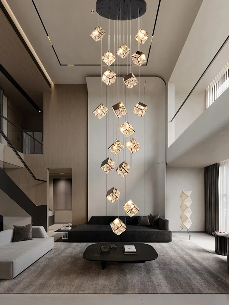 

Postmodern Luxury Large Crystal Pendant Lights Villa Duplex Appliance Hanging Lamps Home Decoration Lustres De Cristal