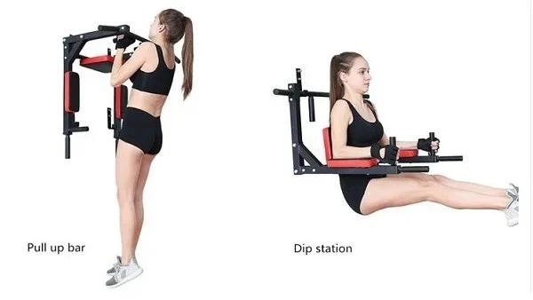 Fitness StrengthTraining Horizontal Parallel Dip Station Wall Mounted Pull Up Chin Up Bar