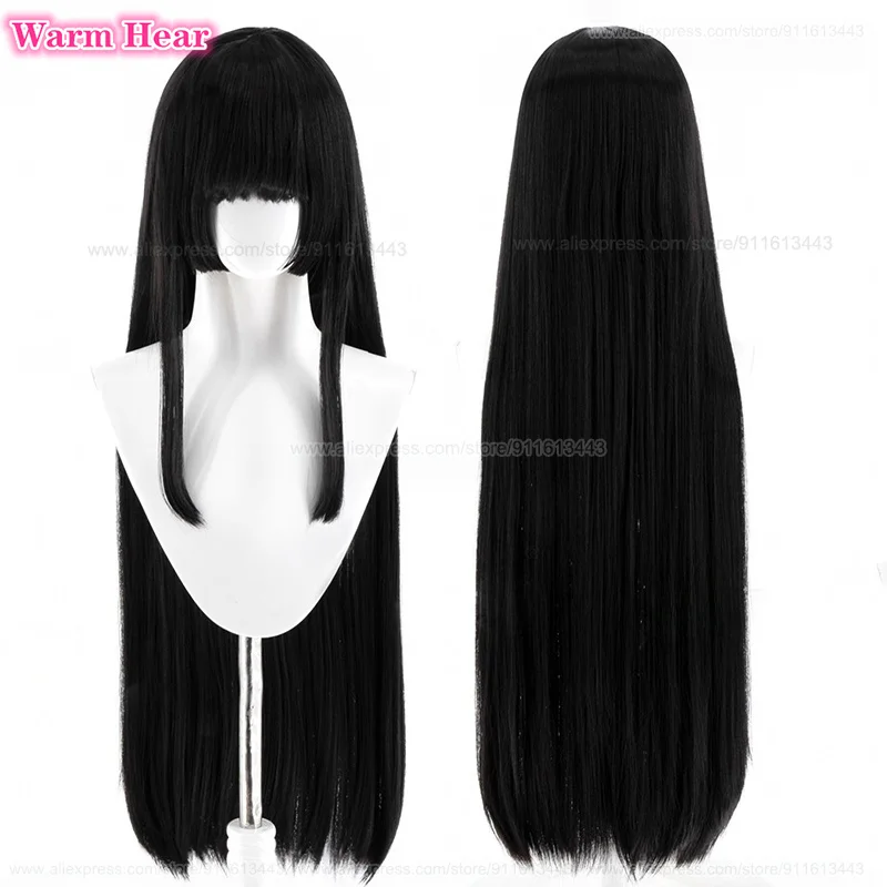 Аниме Ринкго Широкейн 80 см длинные черные прямые волосы косплей парик термостойкие синтетические волосы парики для Хэллоуина + бесплатная шапочка для парика