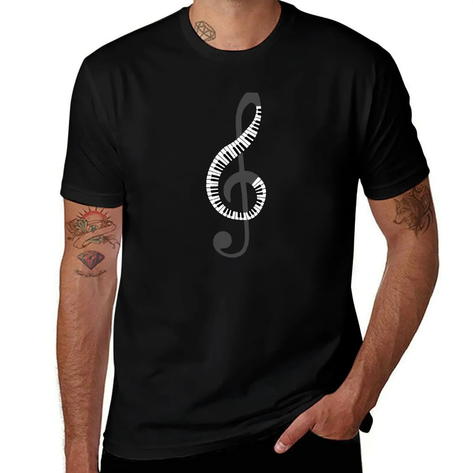 TREBLE CLEF PIANO T-Shirt Stylish Graphic Short Sleeve Top