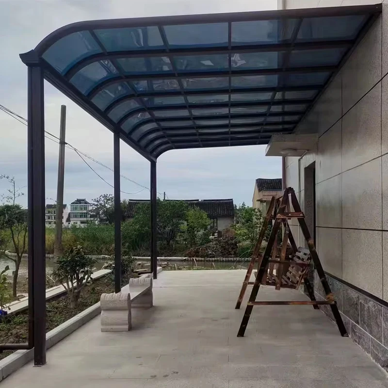 Polygonal Roof Aluminum Carport with Insulated Glass Freestanding Modern Canopy for Villa