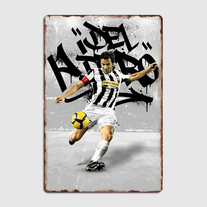 Alessandro del Piero Football Player Poster Metal Sign Italy Football Clubs Tin Custom Bar Indoor Home Wall Decor Room Decor