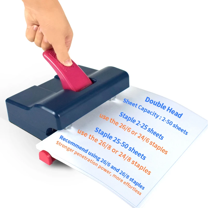 SD-245 Office Heavy-du ty Metal Book Binding Stapler Double-Head Manual Machine for Book Lifting Stapling and Staple Removal