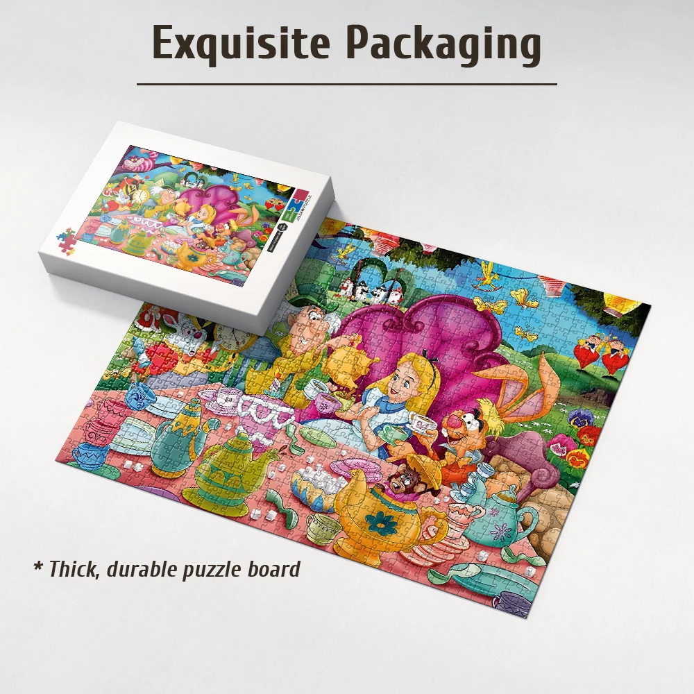 Alice In Wonderland Mad Hatter Tea Party Full Characters Fairy Tale Wooden Jigsaw Puzzle 108/200/300/500/1000pcs Color Box
