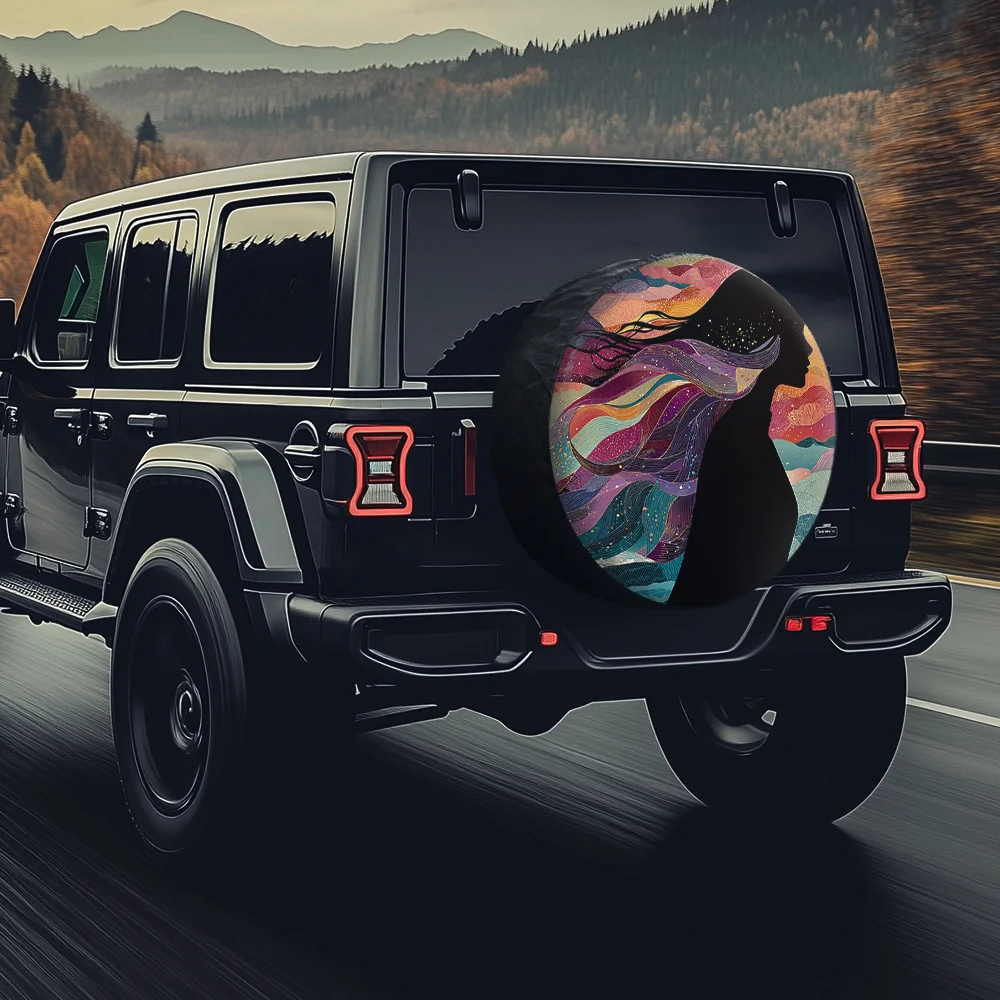 Compatible For: Multicolor Gradient Tire Cover With Hair Pattern - Fit Wheel Suitable For Cars, For Vintage Vehicles, Stylish Ca