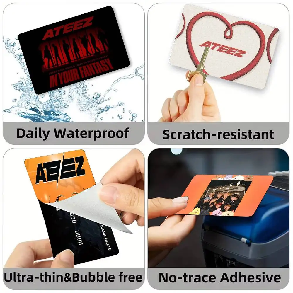 KPOP Hot A-ateez Creative  Credit Card HD Stickers Game Card Decal Small Chip Waterproof Sticker Gift