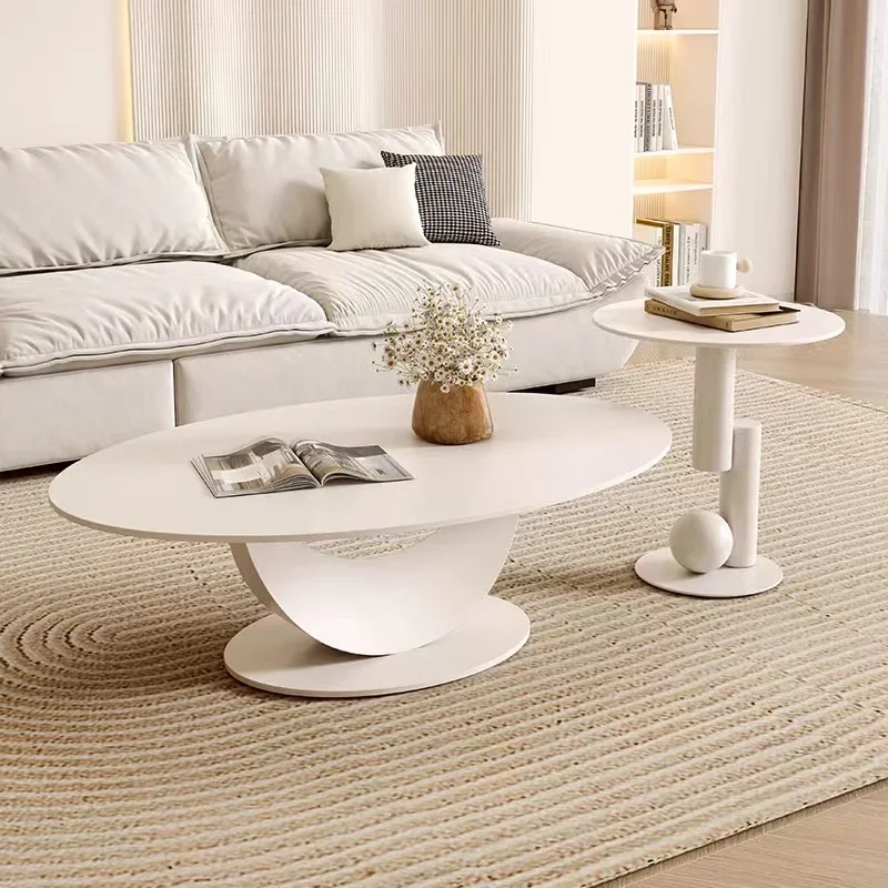 

SAT049 Light Luxury Coffee Table Modern Simple Home Italian Living Room Designer Oval Cream Style