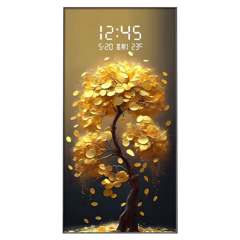 xx-Display Premium Digital Clock Vertical Fashion Gold Aesthetic Luxury Wall Clock Large Modern Design Montre Murale Home Decor^
