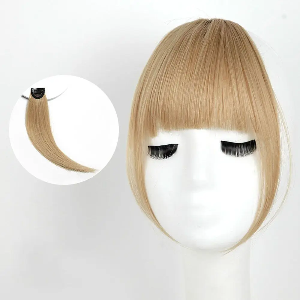 Seamless Women Clip In Synthetic Hair Extensions With Toupee Top Hair Bangs Linen Fake Bangs 3D Air Bangs Full Cover Hairpiece