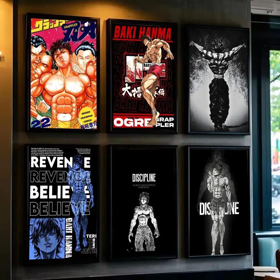 

Retro Anime H-Hanma BakiS Poster For Living Room,bedroom,bar Wall Art Prints Paper Sticker Decoration Gifts