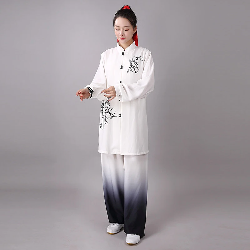 Custom Unisex Mid-Long Bamboo Hand-Painted Star Linen Tai Chi Suit - Flowy Spring Autumn Martial Arts Performance Set