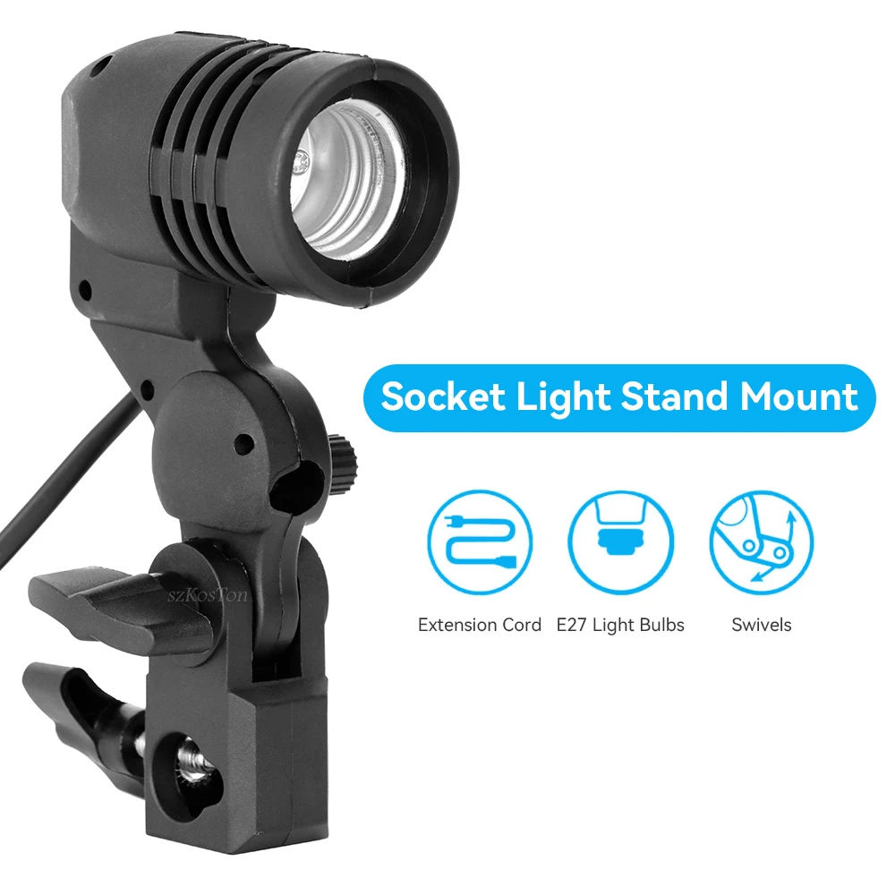 Soporte de bombilla de un solo cabezal E27, soporte de paraguas para Flash, iluminación de fotos, accesorios de estudio de fotografía, EE. UU., UE