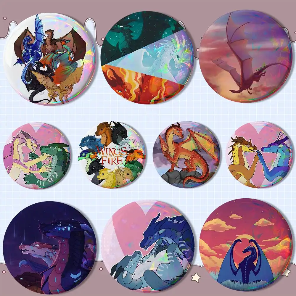 

cartoon W-Wings of Fire hot Badge on Backpack Clothes decoration Tinplate Round Brooch Funny Custom Gifts for Friend