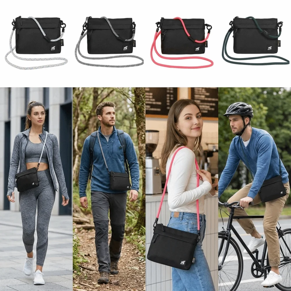 Portable Black Crossbody Bag Zipper Closure Adjustable Strap Shoulder Bag Mini Pouch Street Style Phone Pouch Streetwear Looks