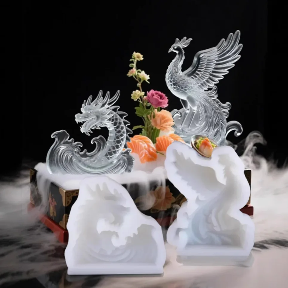 3d Dragon Phoenix Silicone Molds Diy Ice Sculpture Sashimi Landscaping Fondant Chocolate Mould Plaster Resin Mold Cake Decor
