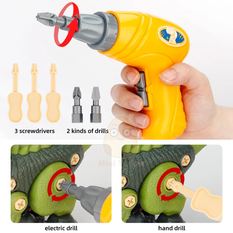 Take Apart Dinosaur Toys for Kids STEM Educational Construction Building Toys with Electric Drill for Boys Girls Birthday Gifts