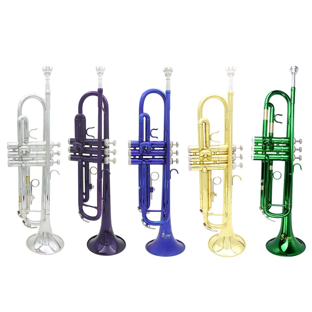 

Hooqu Brass Bb Trumpet Silver-plated Colorful Music Instrument For Student Beginner Green