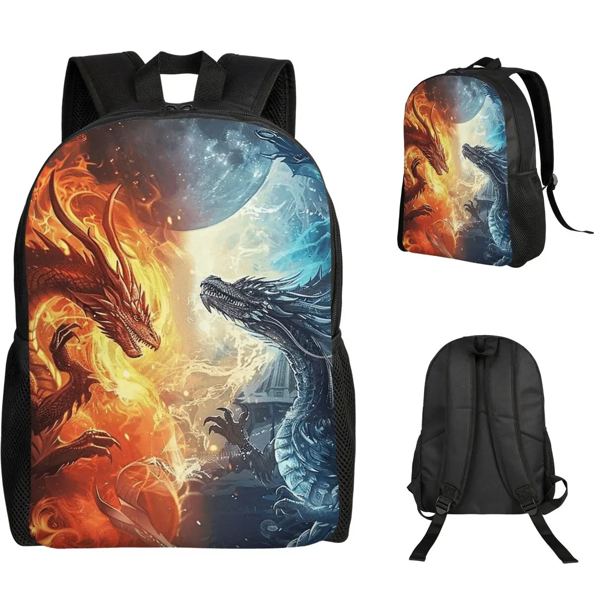 Red Fire Dragon Backpack Student Boys Girls BookBag School Bag Computer Shoulder Bags