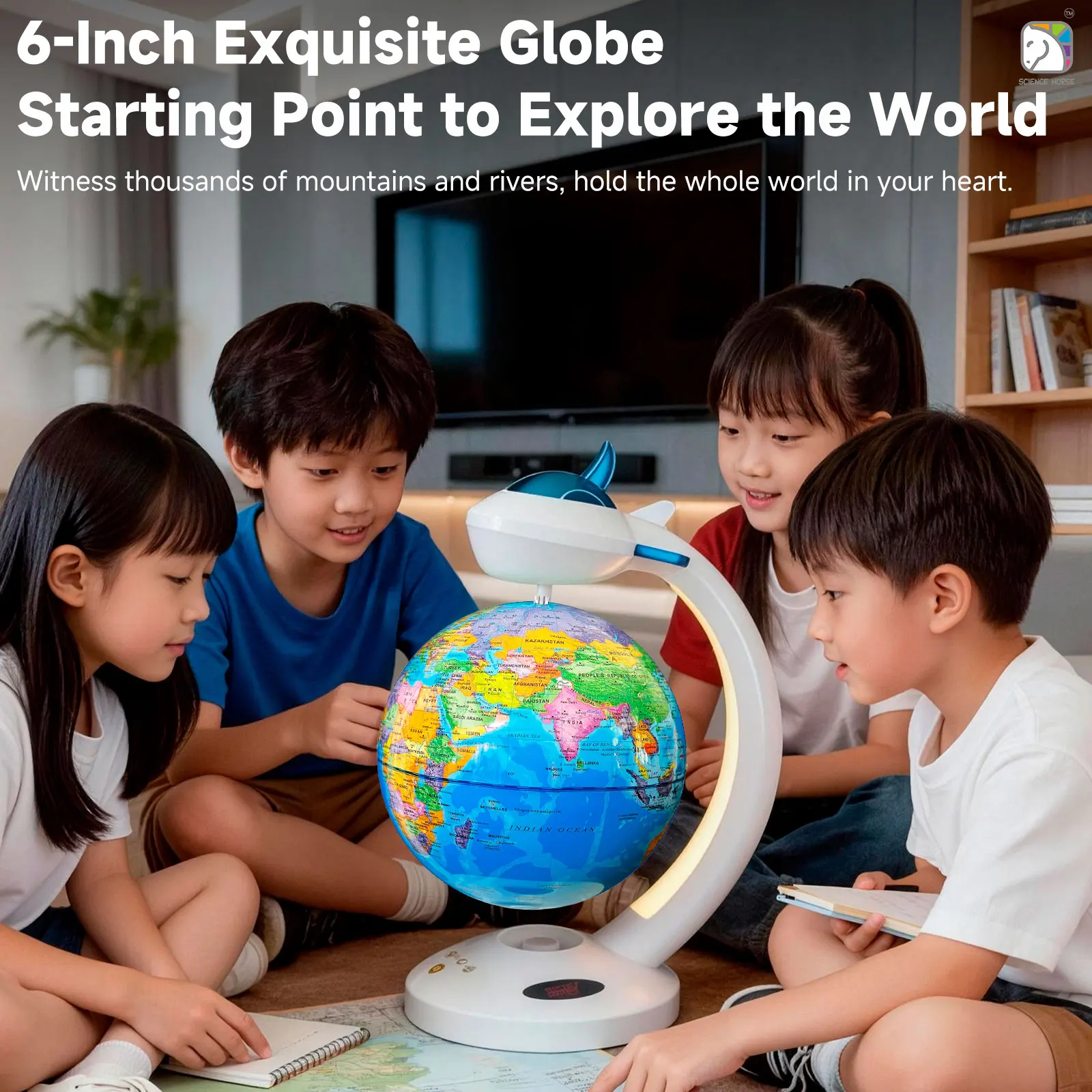 Magnetic Levitation Rotating Globe, Automatic Levitation Rotating Belt, Ambient Night Light, Bluetooth Speaker, Clock Display view 3