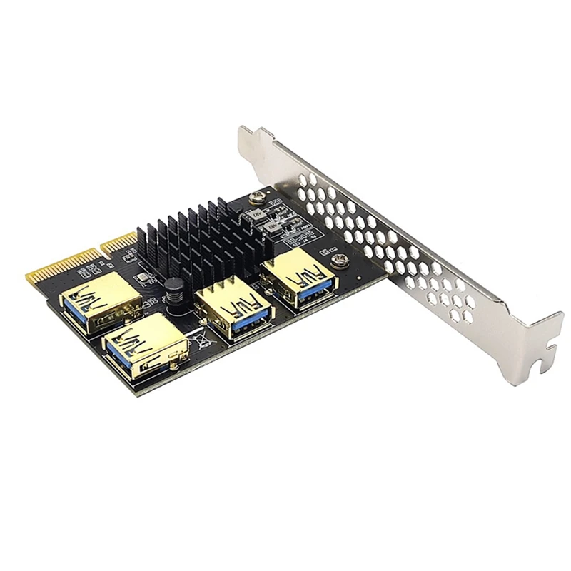 AT14 PCIE Riser Card 1 To 4 Expansion Cards PCIE X4 To PCIE X16 Graphics Card Expansion Cables 1 To 4 Adapter Cards