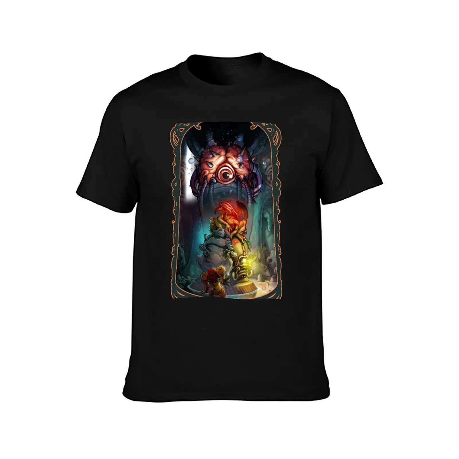 Mother Brain awaits T-Shirt, Summer Casual Cotton Tee, Oversized Streetwear Tops, Vintage Graphic Print, Loose Fit Short Sleeve