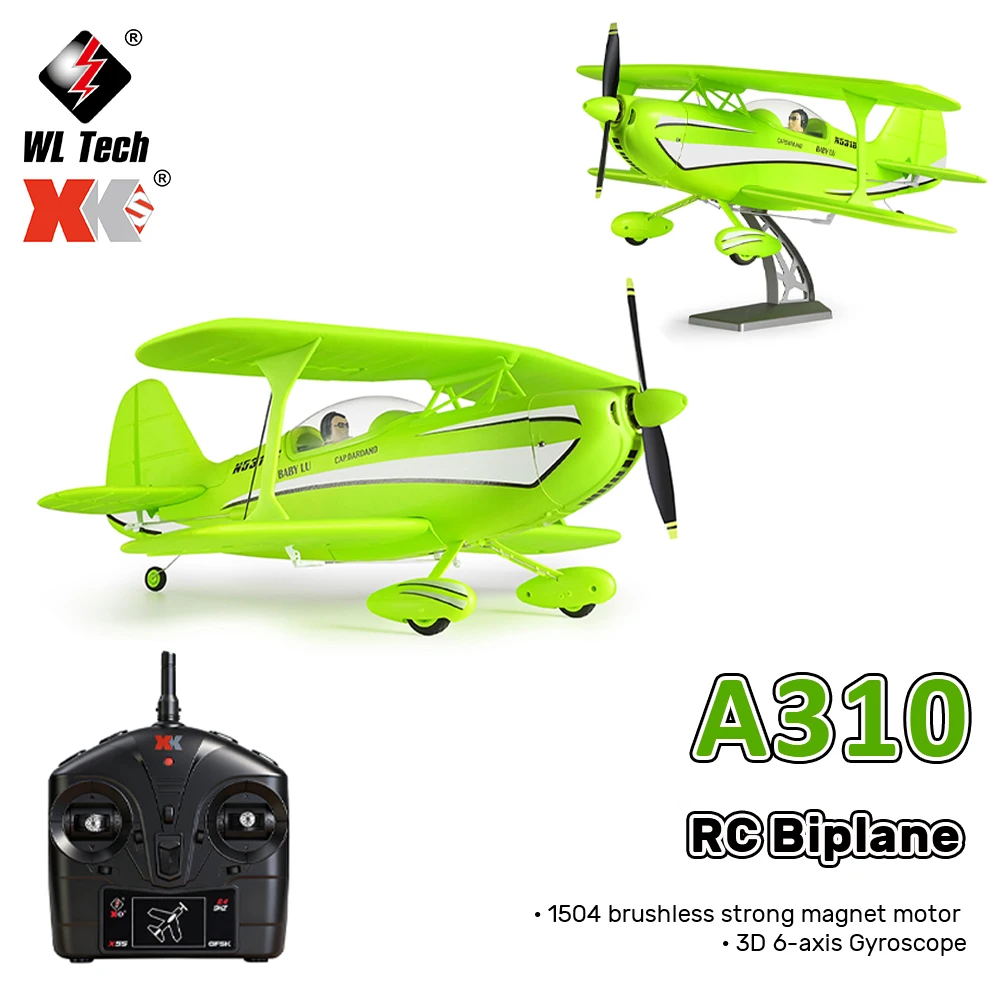 

2026 WLtoys RC биплан A310 2,4G бесщеточный планер с дистанционным управлением 3D6G модель самолета с неподвижным крылом трюк модель биплета игрушка