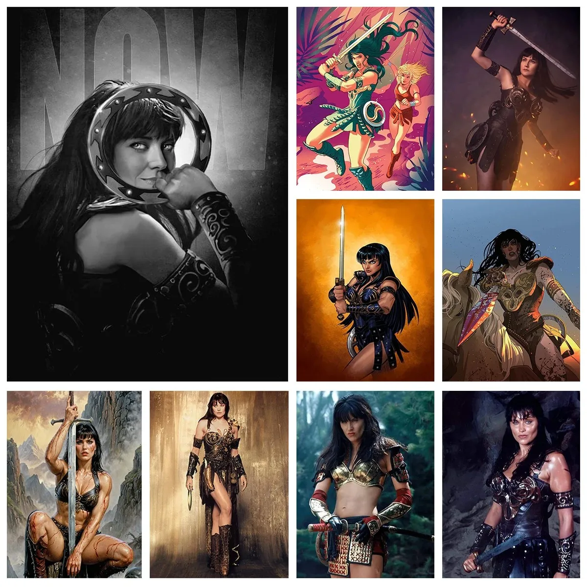 Póster de Pintura de Diamantes Xena Warrior Princess, Mosaico de Bordado DIY, Pintura al Óleo, Manualidades Creativas, Decoración del Hogar para Adultos