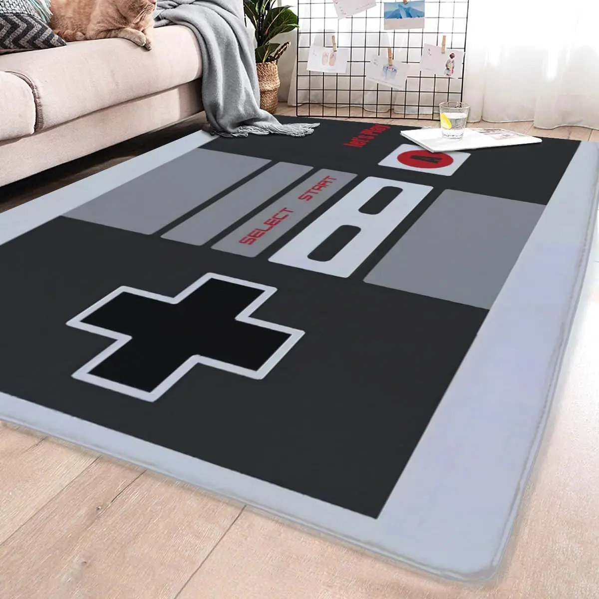 Vintage NES Controller Themed Rug, Anti-Slip Mat with 