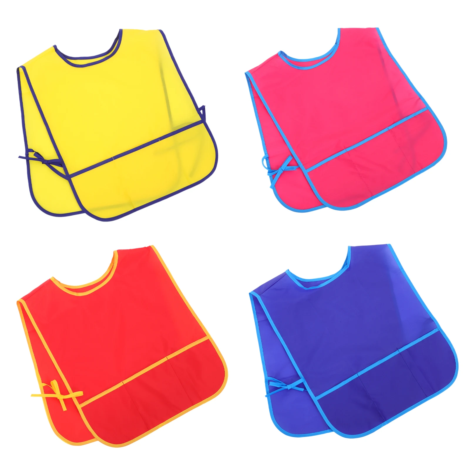 

4Pcs Children Art Aprons Nylon Waterproof Painting Sleeveless Adjustable Ropes Kid Aprons for Drawing Craft Portable Kids Apron