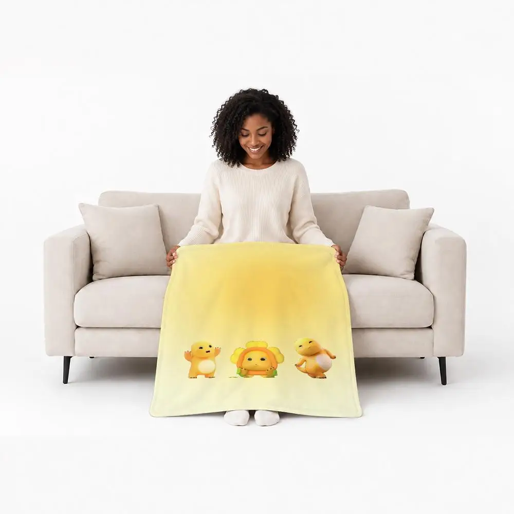 Cute Character Nailong Throw Custom Printed Flannel Fleece Blanket for Sofa Bed Office Travel & Camping