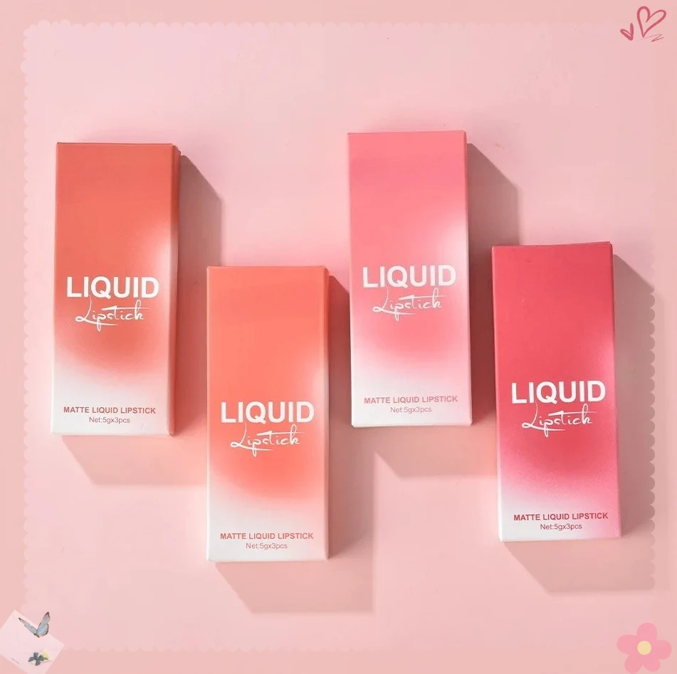 @//3 PCS Liquid Lipsticks Set Long Lasting Make Up For Women Korean Beauty Cosmetics Matte Lipsticks Waterproof Long lasting