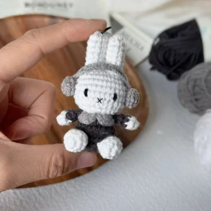 Cute Miffy Crochet DIY Kit Yarn Knitting Material Handmade Rabbit Doll Pendant Keychain Craft Supplies for Making Key Ring Charm