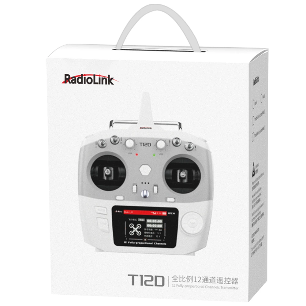 RadioLink T12D 12CH RC-zender 2,4 GHz 2,8 inch 4000 m afstand met R12F-ontvanger voor FPV Drone Vaste vleugel Auto Boot Robot