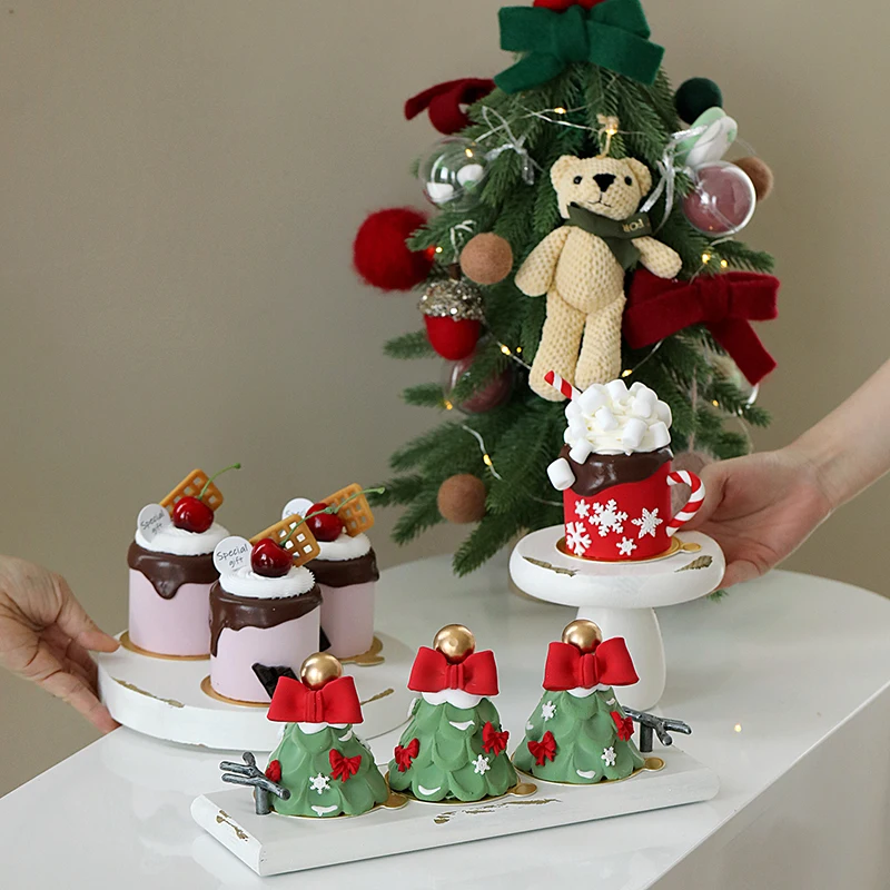 عيد الميلاد وهمية كعكة محاكاة شجرة عيد الميلاد كعكة نموذج الحلويات الحلي مخبز نافذة عرض الدعائم زينة عيد الميلاد