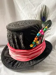 New Mad Hatter Cos Top Hat Stage Show Performance Studio Photography Props Catwalk Curled Flat Top Lace Hat Pirate Hat