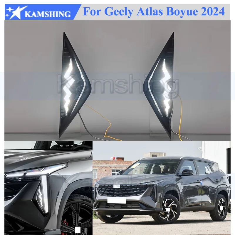 

Kamshing 1 Set Modify LED Daytime Running Light DRL For Geely Atlas Boyue 2024 Front Foglight Foglamp Front Driving Light